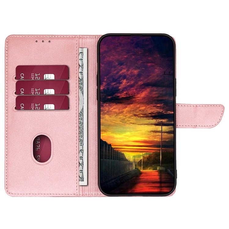 HuHa Case Cover For Motorola Edge 50 Pro 5G Calf Texture Buckle Flip Leather Phone Case(Rose Gold) - Image 5