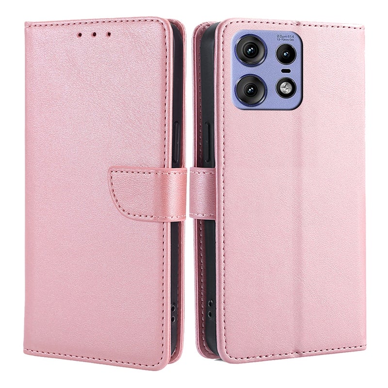 HuHa Case Cover For Motorola Edge 50 Pro 5G Calf Texture Buckle Flip Leather Phone Case(Rose Gold) - Image 1