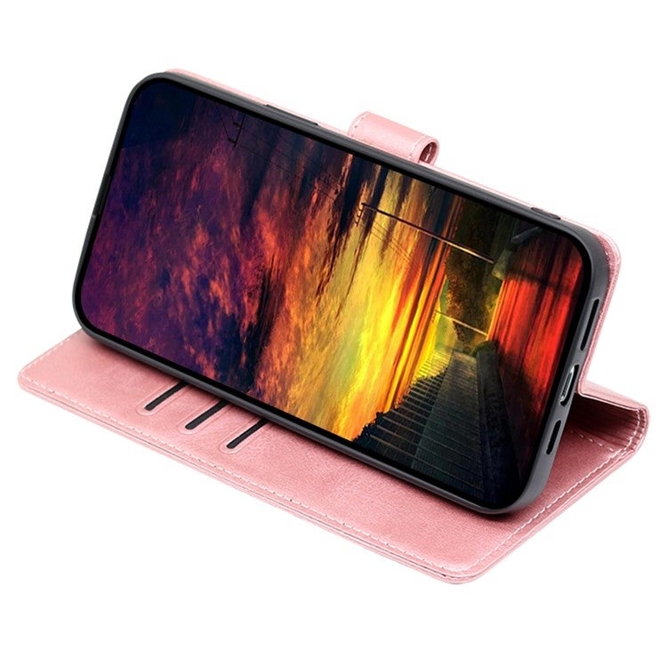 HuHa Case Cover For Motorola Edge 50 Pro 5G Calf Texture Buckle Flip Leather Phone Case(Rose Gold) - Image 4