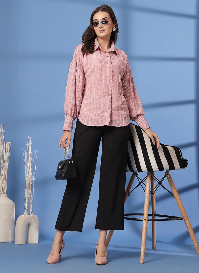 PlusS Pink Opaque Casual Shirt for Women - Image 5