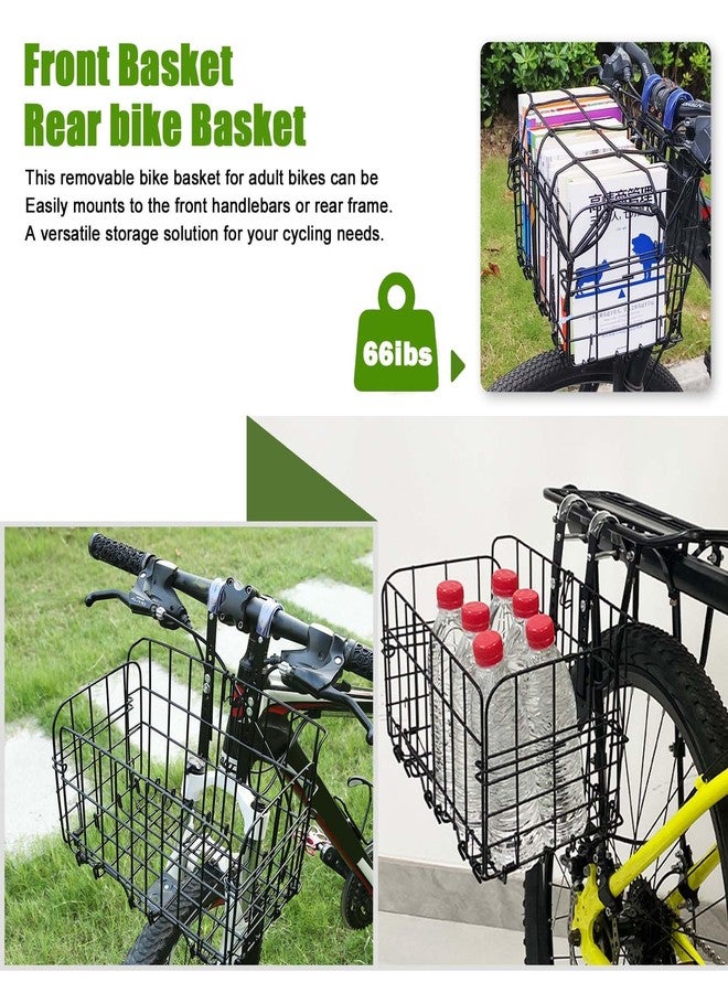 Aikolesa Front Bike Basket, Folding Bicycle Basket Removable Separate Adjustable Front Basket for Bicycle Rear Metal Wire Hanging Handlebar Bicycle Basket, Black - Image 5