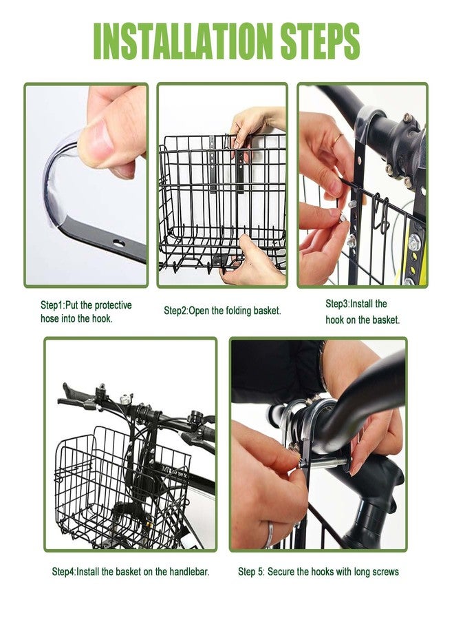 Aikolesa Front Bike Basket, Folding Bicycle Basket Removable Separate Adjustable Front Basket for Bicycle Rear Metal Wire Hanging Handlebar Bicycle Basket, Black - Image 4