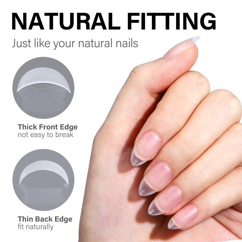 AILLSA Almond Nail Kit with U V Lamp 240pcs Short Gel Nail Tips and Glue Gel Kit with 2 in 1 Nail Glue Base Top Coat and Nail Dehydrator for Beginners DIY Home Salon - Image 3