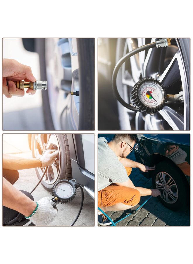 Air Chuck for Tires, Anti Leakage Lock on Air Chuck 1/4'' FNPT Locking Tire Inflator Chuck Quick Connector Lock Air Chuck Heavy Duty Brass Tire Chuck Closed Flow (4 Pack) - Image 4