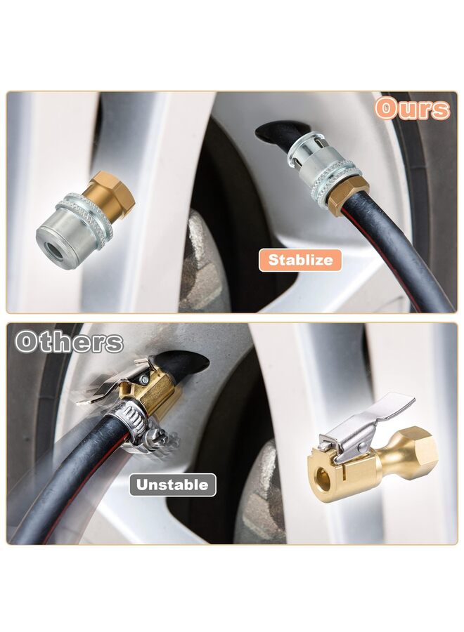 Air Chuck for Tires, Anti Leakage Lock on Air Chuck 1/4'' FNPT Locking Tire Inflator Chuck Quick Connector Lock Air Chuck Heavy Duty Brass Tire Chuck Closed Flow (4 Pack) - Image 3