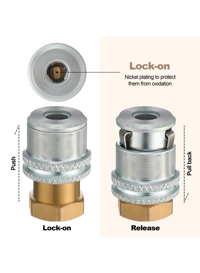رأس نفخ الإطارات، قفل مانع للتسرب على رأس نفخ الإطارات 1/4 بوصة FNPT، رأس نفخ الإطارات سريع التوصيل، رأس نفخ الإطارات النحاسي شديد التحمل ذو التدفق المغلق (عبوة من قطعتين) - Image 4