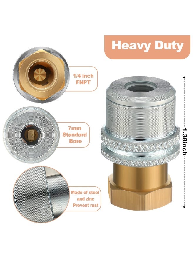 رأس نفخ الإطارات، قفل مانع للتسرب على رأس نفخ الإطارات 1/4 بوصة FNPT، رأس نفخ الإطارات سريع التوصيل، رأس نفخ الإطارات النحاسي شديد التحمل ذو التدفق المغلق (عبوة من قطعتين) - Image 2