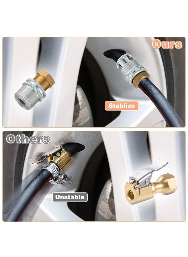 رأس نفخ الإطارات، قفل مانع للتسرب على رأس نفخ الإطارات 1/4 بوصة FNPT، رأس نفخ الإطارات سريع التوصيل، رأس نفخ الإطارات النحاسي شديد التحمل ذو التدفق المغلق (عبوة من قطعتين) - Image 5