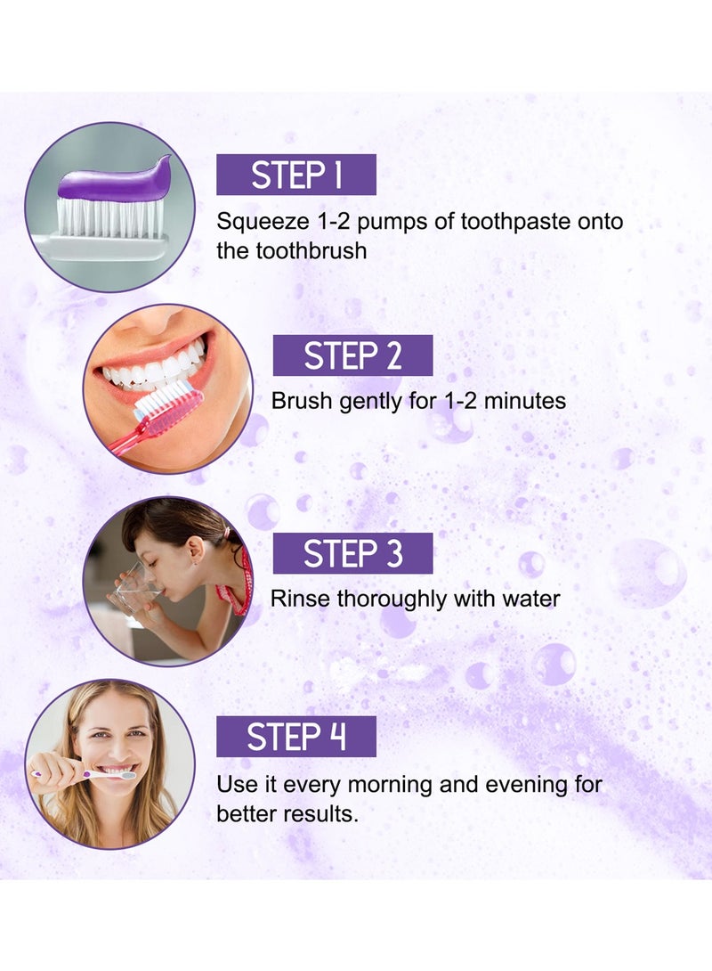 EELHOE Purple Corrector-Toothpaste for Teeth Whitening, Yellow Teeth Cleaning, Colour Corrector and Effective Stains Removal, Oral Hygiene Care and Health - Image 4