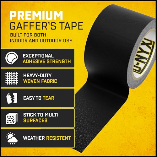 D-NYX Gaffer Tape 2 Inch x 1 Pack Black Gaffing Tapes, Heavy Duty No Residue, Matte Finish, Non-Reflective, Multipurpose Premium Heavy Duty Black Frog Tape, Strong Fabric Floor Tape - Image 3