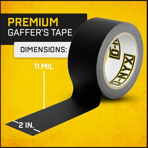 D-NYX Gaffer Tape 2 Inch x 1 Pack Black Gaffing Tapes, Heavy Duty No Residue, Matte Finish, Non-Reflective, Multipurpose Premium Heavy Duty Black Frog Tape, Strong Fabric Floor Tape - Image 2
