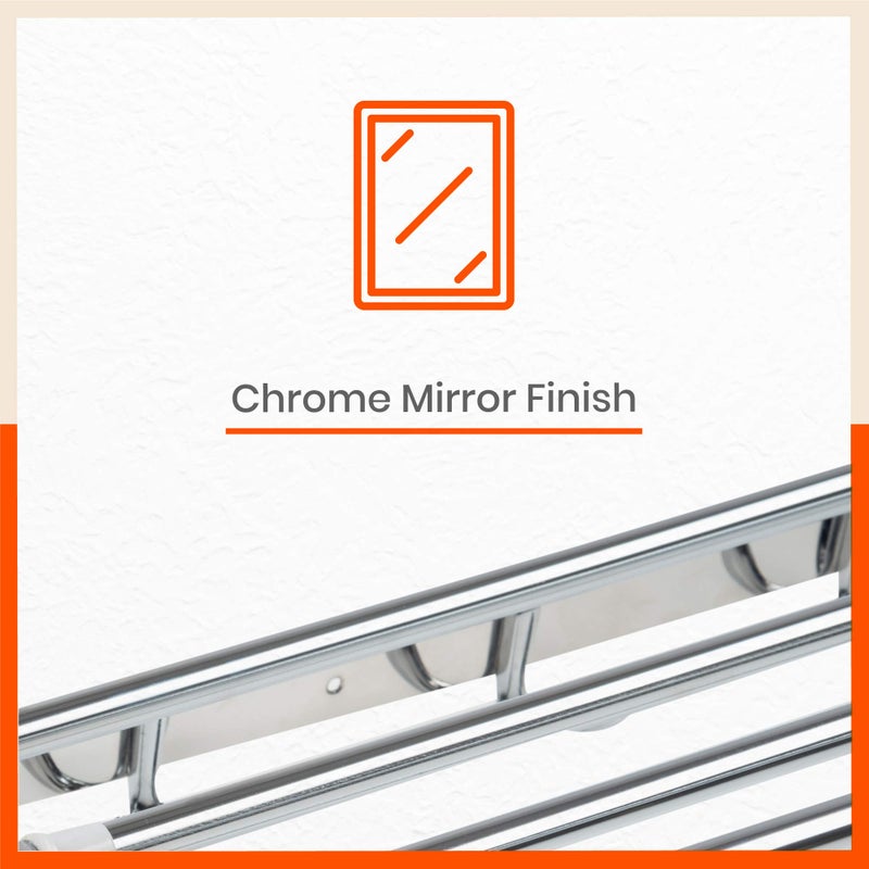 Bathla Aquila by Bathla - Dorado Stainless Steel Towel Rack/Holder/Stand for Home | Wall Mountable & Foldable | Corrosion Resistant Chrome Finish (Medium - 18 inches) - Image 4