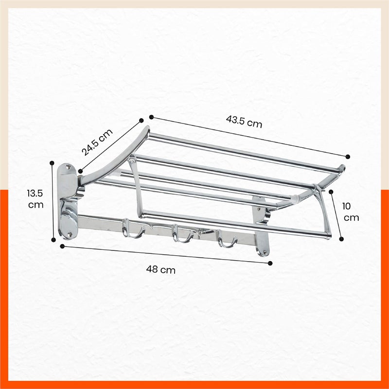 Bathla Aquila by Bathla - Dorado Stainless Steel Towel Rack/Holder/Stand for Home | Wall Mountable & Foldable | Corrosion Resistant Chrome Finish (Medium - 18 inches) - Image 3