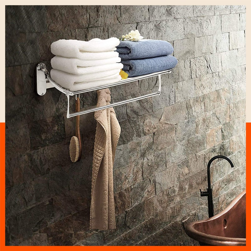 Bathla Aquila by Bathla - Dorado Stainless Steel Towel Rack/Holder/Stand for Home | Wall Mountable & Foldable | Corrosion Resistant Chrome Finish (Medium - 18 inches) - Image 2