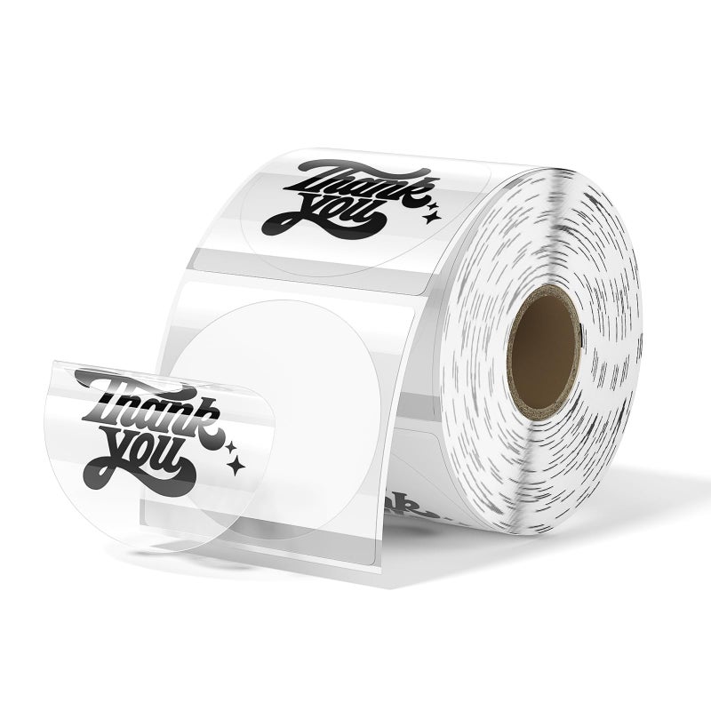 MUNBYN 2 Inch Transparent Round Thermal Label, Self-Adhesive Clear Waterproof Circle Sticker for Logo Design, Multipurpose Direct Thermal Labels, 500 Sheets/1 Roll - Image 1