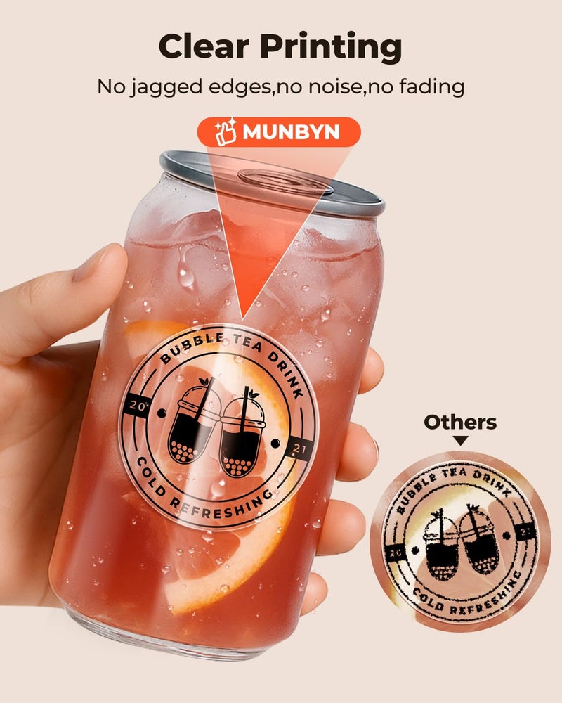 MUNBYN 2 Inch Transparent Round Thermal Label, Self-Adhesive Clear Waterproof Circle Sticker for Logo Design, Multipurpose Direct Thermal Labels, 500 Sheets/1 Roll - Image 4