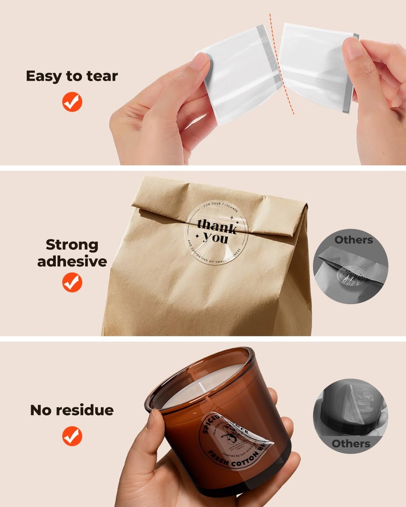 MUNBYN 2 Inch Transparent Round Thermal Label, Self-Adhesive Clear Waterproof Circle Sticker for Logo Design, Multipurpose Direct Thermal Labels, 500 Sheets/1 Roll - Image 5