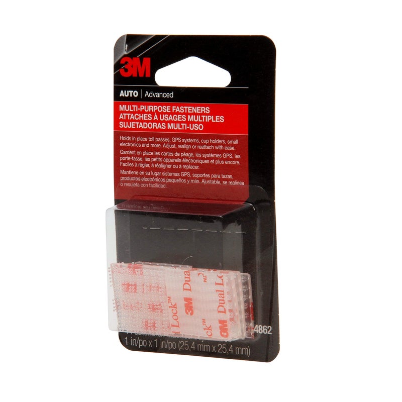 3M Dual Lock Reclosable Fasteners, 04862, 1 in X 1 in, Clear, 4 pcs - Image 2