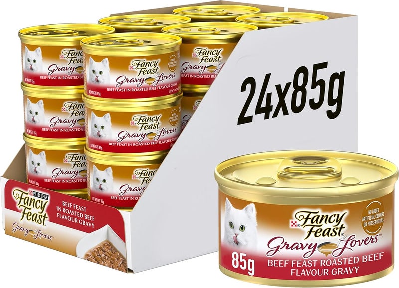 Fancy Feast Purina Gravy Lover Beef Wet Cat Food 85g (Pack of 24) - Image 1