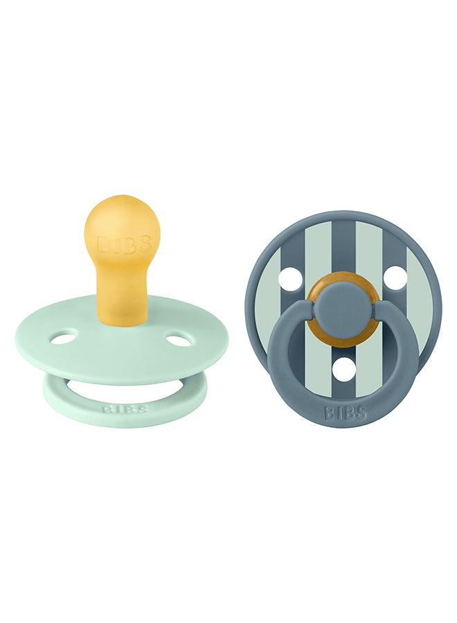 BIBS Pack Of 2 Studio Colour Round Pacifier, Latex Size 1, 0 - 6 Months, Nordic Mint Petrol, Baby Dummy With Natural Rubber, Bpa - Free And Gentle On Skin - Image 1