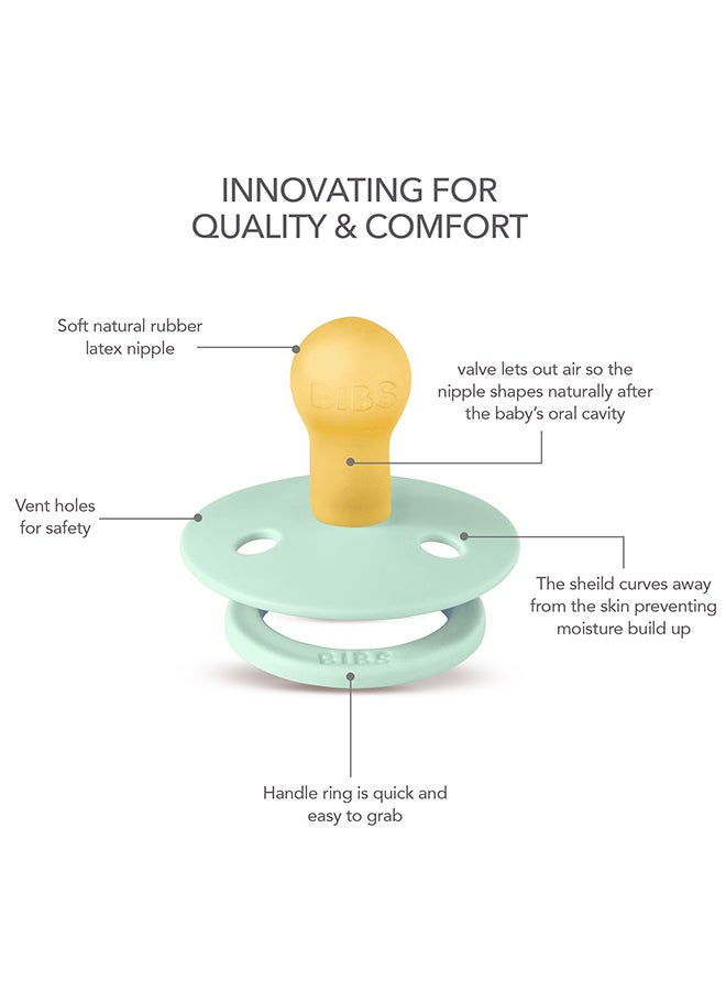 BIBS Pack Of 2 Studio Colour Round Pacifier, Latex Size 1, 0 - 6 Months, Nordic Mint Petrol, Baby Dummy With Natural Rubber, Bpa - Free And Gentle On Skin - Image 4