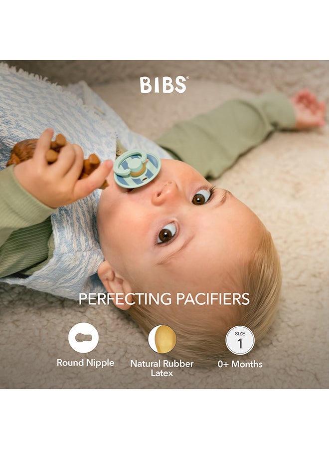 BIBS Pack Of 2 Studio Colour Round Pacifier, Latex Size 1, 0 - 6 Months, Nordic Mint Petrol, Baby Dummy With Natural Rubber, Bpa - Free And Gentle On Skin - Image 3