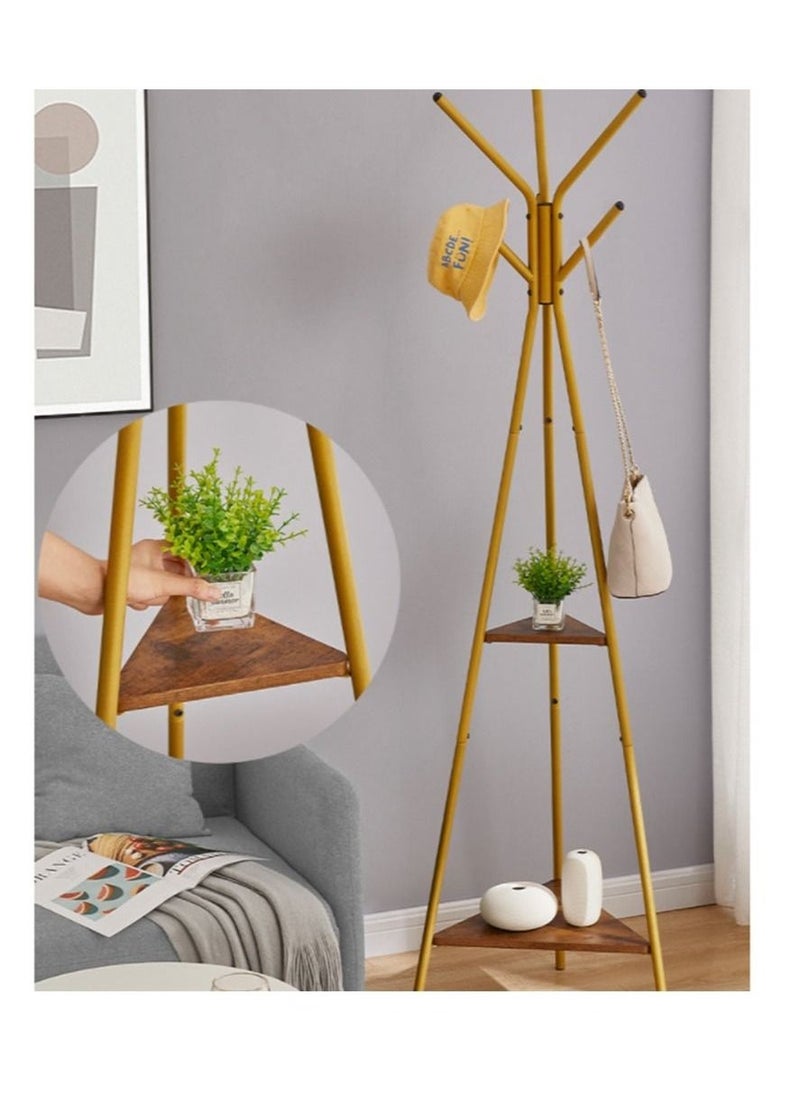 Arabest Coat Rack Hat Stand Free Standing Display Hall Tree Metal Hat Hanger Garment Storage Holder with Hooks for Clothes Hats and Scarves in Gold - Image 2