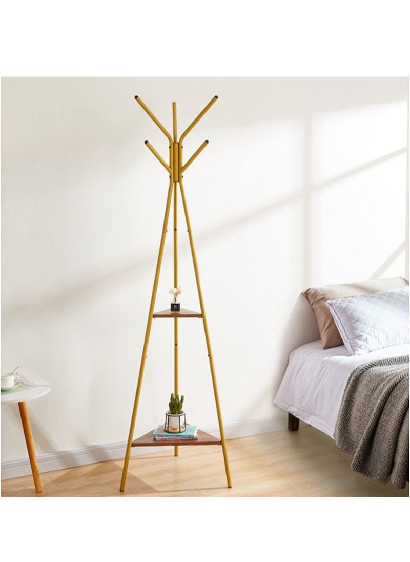 Arabest Coat Rack Hat Stand Free Standing Display Hall Tree Metal Hat Hanger Garment Storage Holder with Hooks for Clothes Hats and Scarves in Gold - Image 1