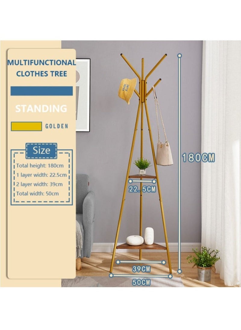 Arabest Coat Rack Hat Stand Free Standing Display Hall Tree Metal Hat Hanger Garment Storage Holder with Hooks for Clothes Hats and Scarves in Gold - Image 5