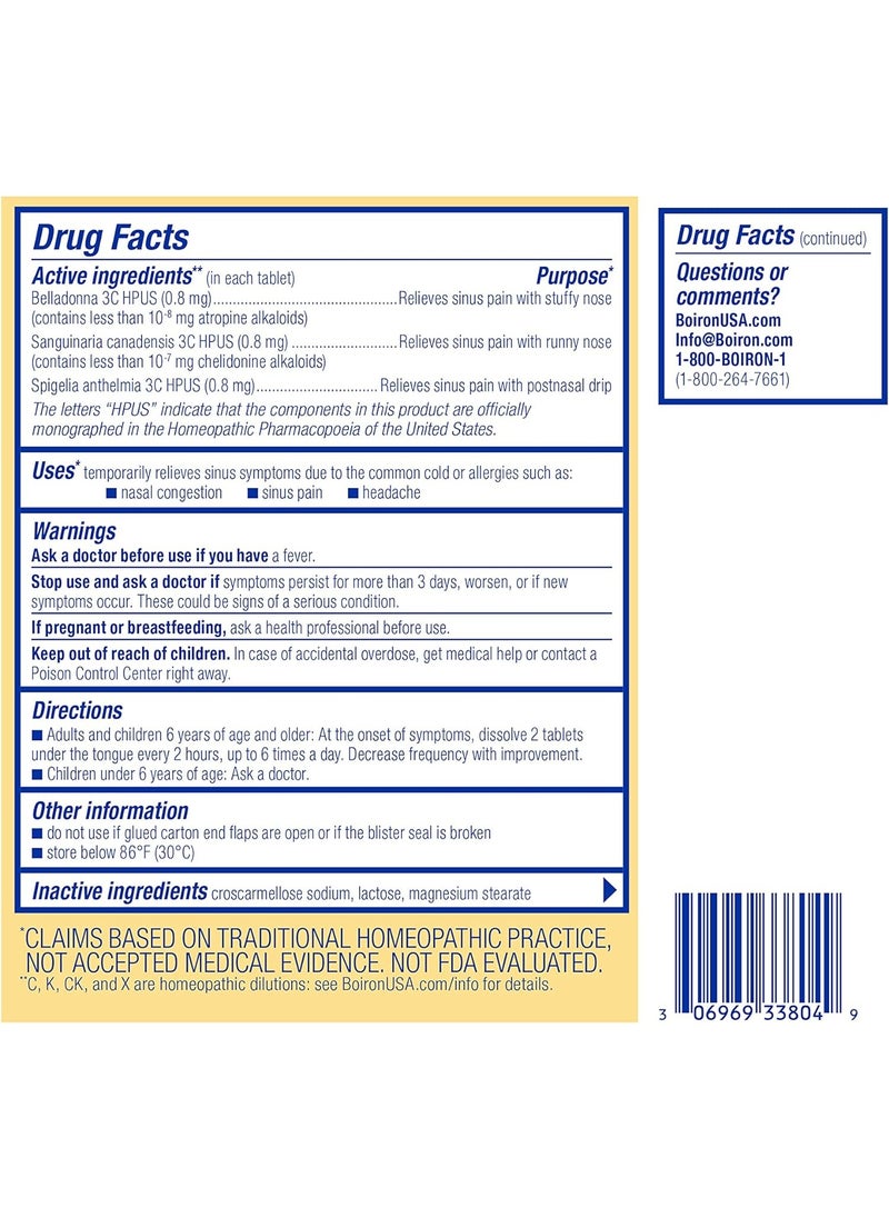 Boiron - SinusCalm Meltaway Tablets - For Sinus Relief, Sinus Pressure, Headache, Congestion & Pain, Year-Round Sinus Relief For Cold & Allergies, Non-Drowsy - 60 Count Unflavored - Image 1
