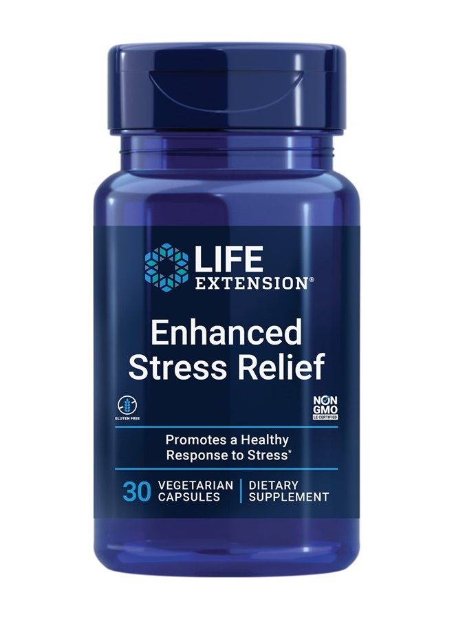 Life Extension Enhanced Stress Relief - Green Tea Derived L-Theanine and Lemon Balm Extract Supplement for Relaxation, Sleep Support, Stress Management - Gluten Free, Vegetarian - 30 Capsules - Image 1