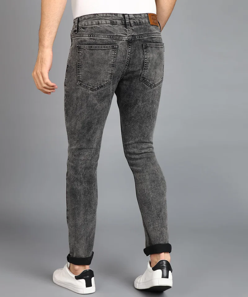Urbano Fashion  Urbano Fashion Men's Black Regular Fit Washed Jeans Stretchable  | Best Price UAE