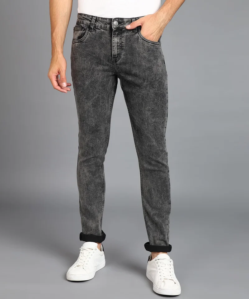 Urbano Fashion Men's Black Regular Fit Washed Jeans Stretchable
