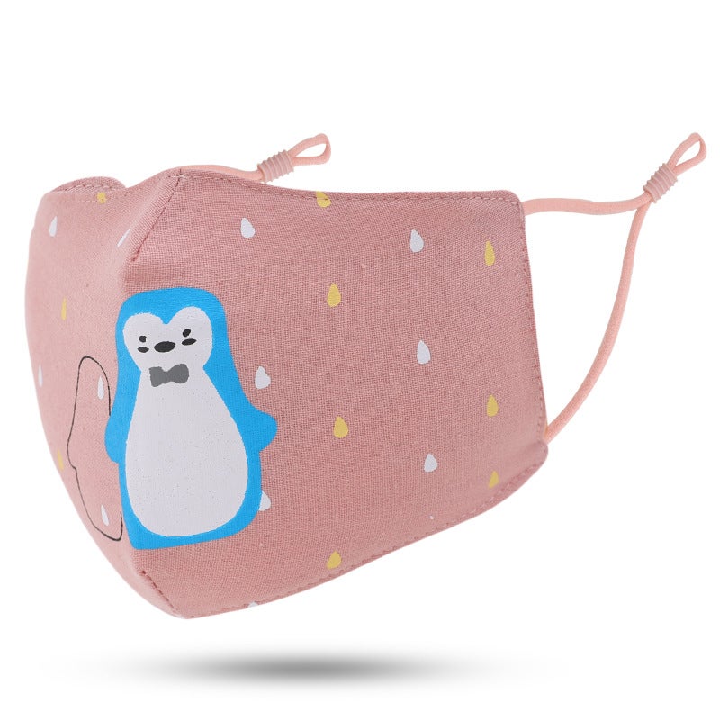 Children'S Optional Color Warm Cartoon Print Masks For Boys And Girls, Animal Print Dustproof Cotton Masks Ya - Image 1