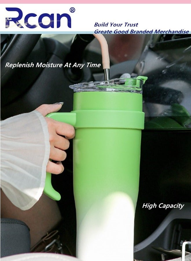 Rcan Stainless Steel Double Layer Vacuum Hot Water Cup With Handle Lid and Straw Large Capacity Car Cup Is Sealed and Leak Proof to Portable Coffee Tea Suitable for home travel sports outdoor 40oz - Image 4