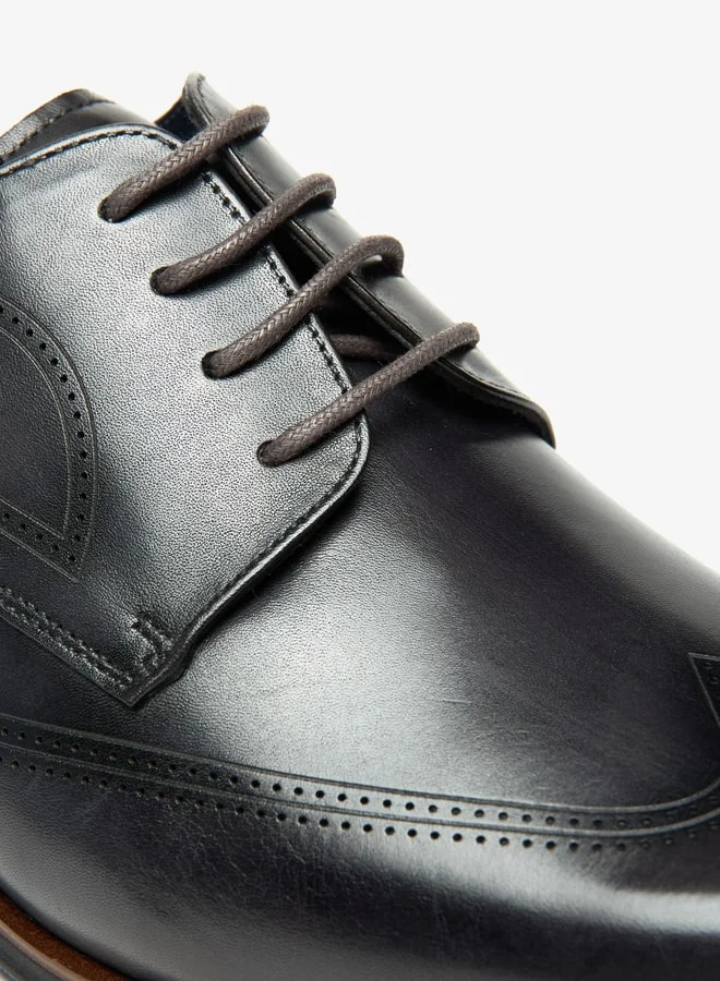 DUCHINI Men's Solid Derby Shoes with Lace-Up Closure