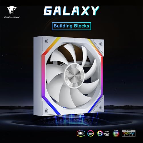 Jungle Leopard Galaxy 120mm PC Reverse Blade Case Fans, ARGB and PWM Cooling Fan PC, Axle Core Double Ring CD Pattern Module Computer Fans, Daisy-Chain 5V RGB Fan (White 3 Pack) - Image 2