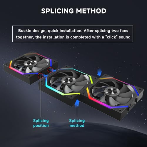Jungle Leopard Galaxy 120mm PC Reverse Blade Case Fans, ARGB and PWM Cooling Fan PC, Axle Core Double Ring CD Pattern Module Computer Fans, Daisy-Chain 5V RGB Fan (White 3 Pack) - Image 5