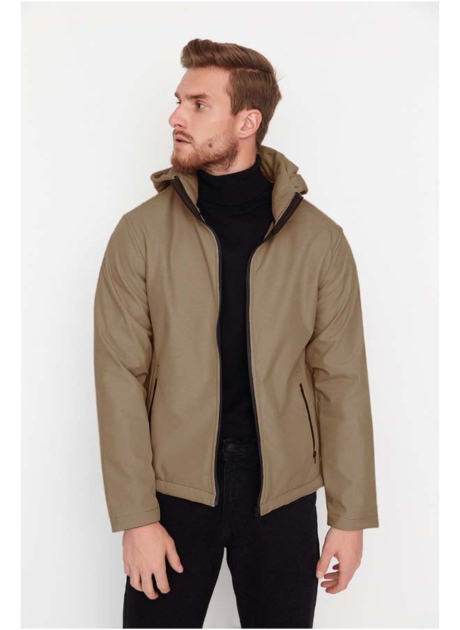 trendyol Beige Men's Zippered Detachable Hooded Wind and Water Resistant Outdoor Jacket TMNAW22MO0118  - Image 2