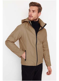 trendyol Beige Men's Zippered Detachable Hooded Wind and Water Resistant Outdoor Jacket TMNAW22MO0118  - Image 4