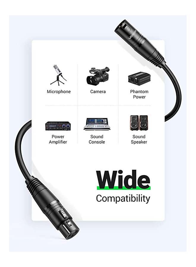 Ugreen XLR Cable 1M Microphone XLR Male to Female Extension Cord XLR Jack Extender for PA System Studio Recorder Amplifier Mixer Speaker System or Professional Recording 20708 Black - Image 3