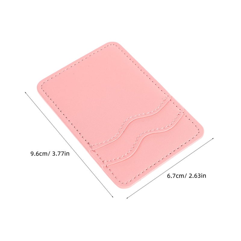 Pink Pu Leather Phone Wallet With Self Adhesive Back Dual Slot Credit Card Holder For Women - Image 3