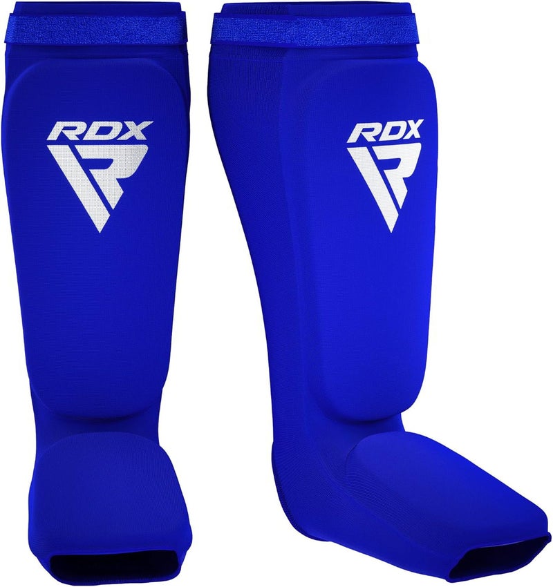 RDX Shin Guards for Kickboxing and Muay Thai - Elasticated Padded Protector -M |Blue/White (HYP-SIUW-M) - Image 1