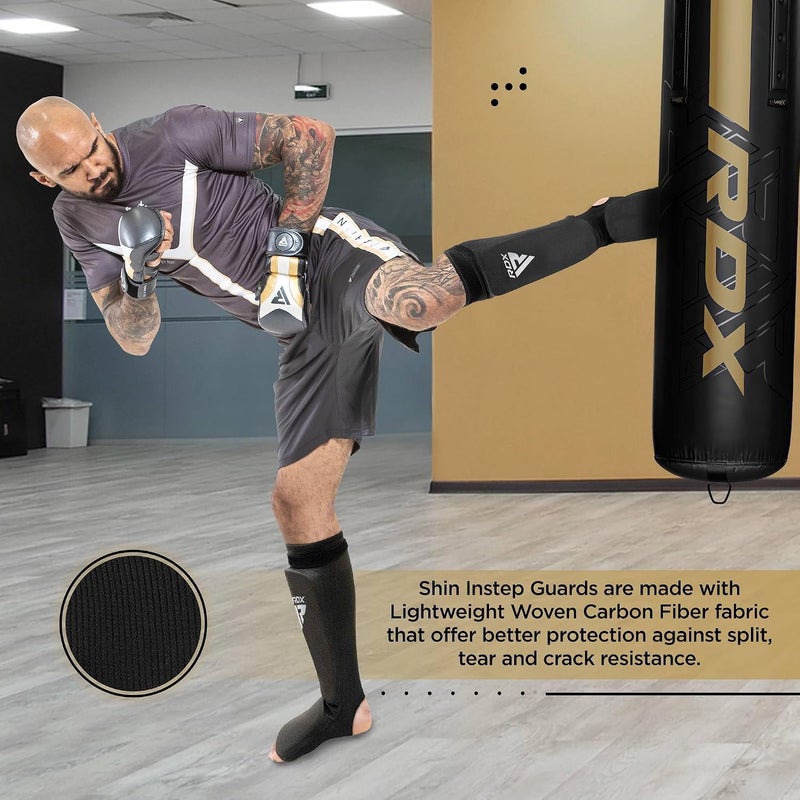 RDX Shin Guards for Kickboxing and Muay Thai - Elasticated Padded Protector -M |Blue/White (HYP-SIUW-M) - Image 3