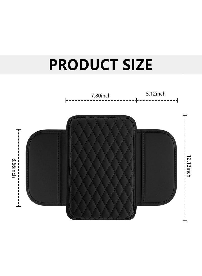 Soofam Upgraded Car Center Console Cover,Microfiber Leather Car Armrest Cover Cushion with 2 Storage Bags,Car Armrest Storage Box Car Interior Accessories for Most Vehicles (Black) - Image 2