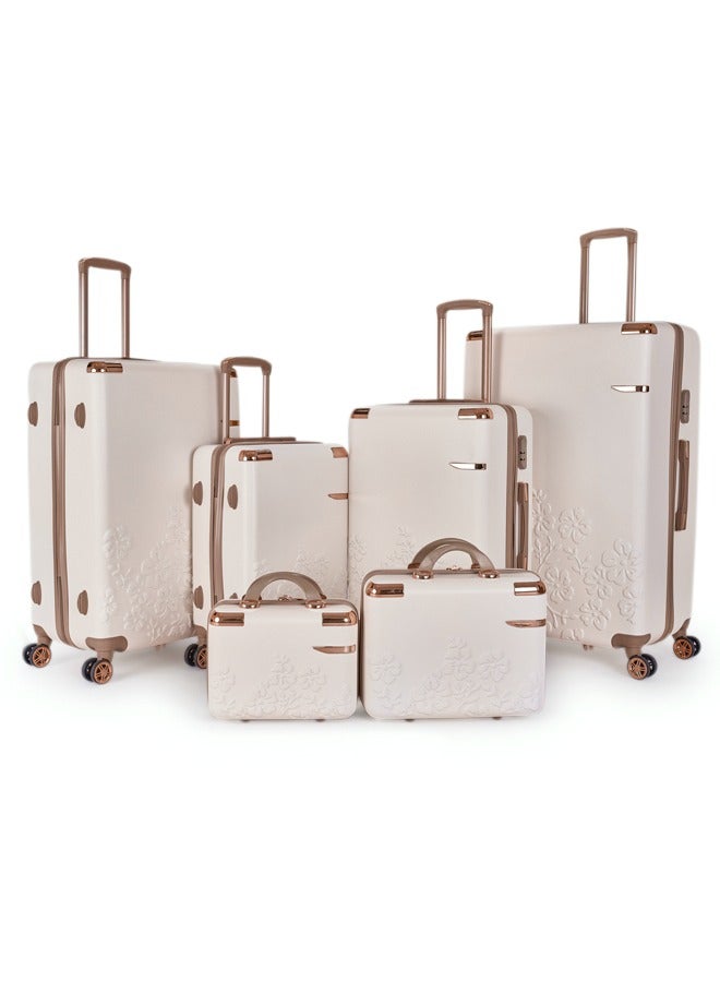 ليمرا طقم شنط سفر مكون من 6 حقائب أمتعة لون بيج/ذهبي بمقاس 32"/28"/24"/20"/15"/12 انش - Image 1