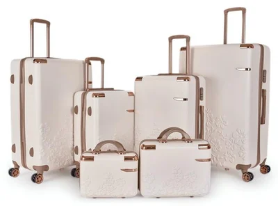 LIMRA A travel bag set consisting of 6 luggage bags Beige/Gold color, size 32"/28"/24"/20"/15"/12 inches