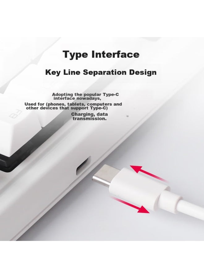 Cherry Mx1.1 Mechanical Keyboard, G80-3910 Gaming Keyboard, Floating Non-steel Structure, 87-key Wired Keyboard, Computer Keyboard, White, Red Switch - Image 2