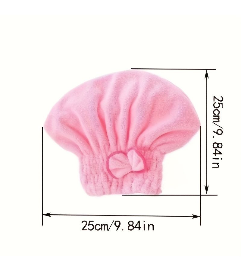 Sky Blue Coral Fleece Bow Dry Hair Cap Highly Absorbent For All Hair Types - Image 3