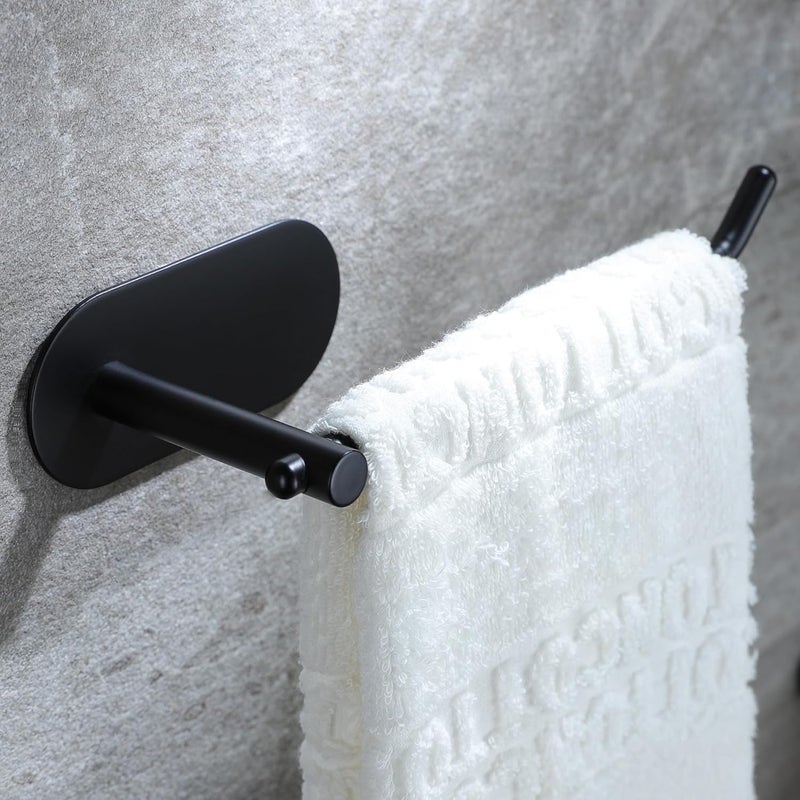 SUNTECH Hand Towel Holder - Black Towel Ring for Bathroom, Adhesive Towel Bar for Organizing Towels, 6 3/10 Inch Hand Towel Rack, Stainless Steel - Image 1
